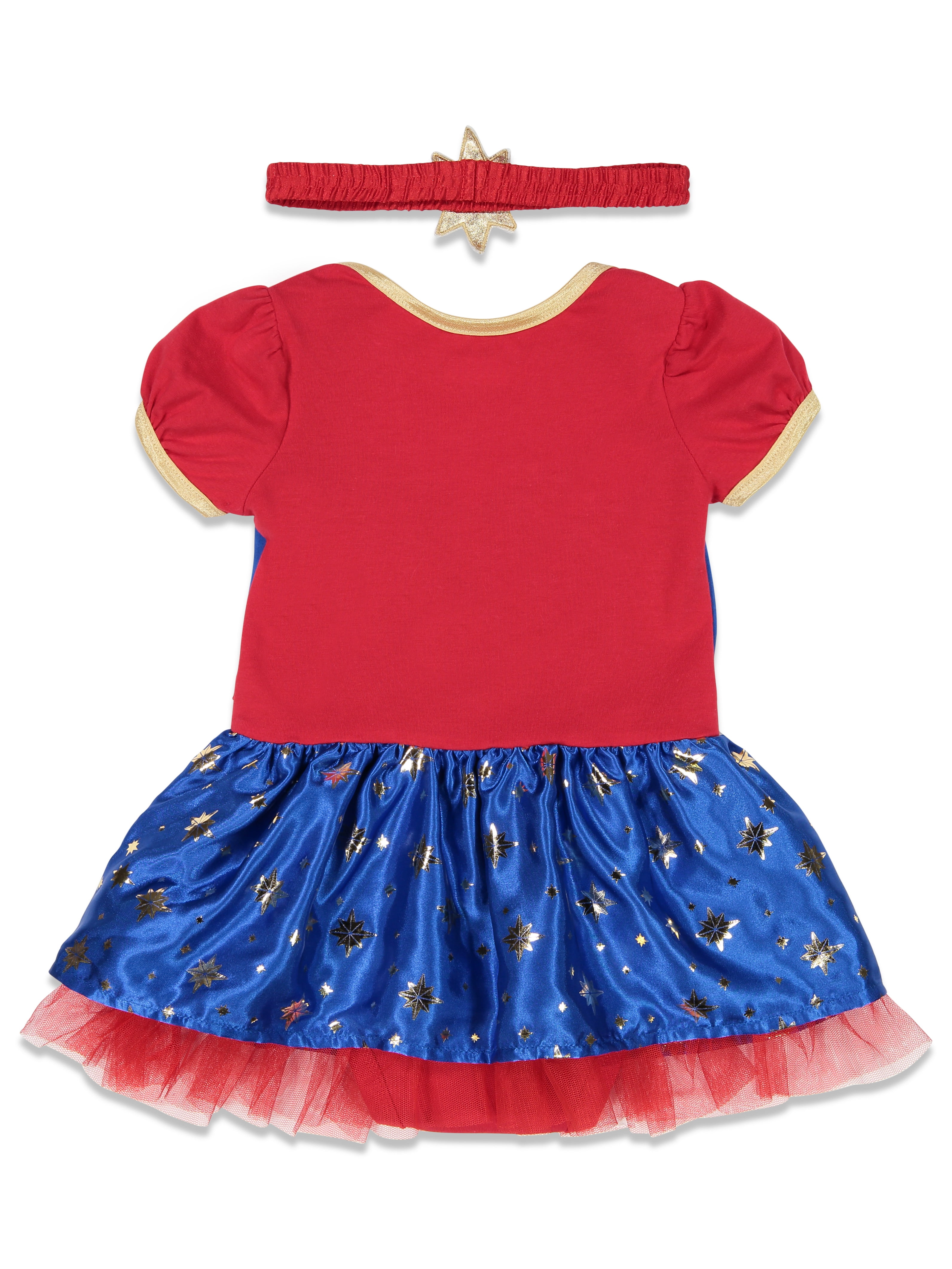Marvel Captain Baby Girls Short Sleeve Costume Dress & Headband 0-3 Months