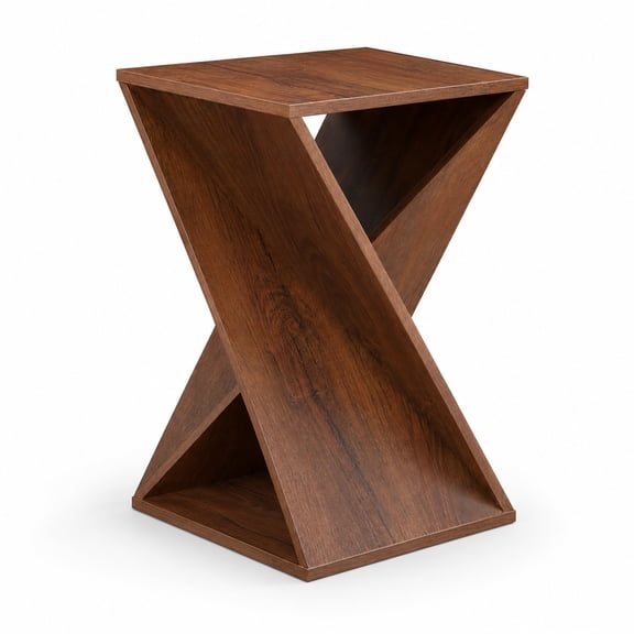 Twisted Wood Accent Side Table, Architectural, Walnut