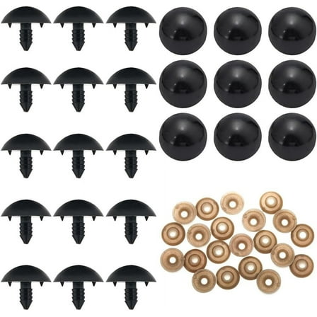 24 Sets Resin Eyes 20mm/0.8" Large Safety Eyes with Washers Half Round Black Bear Eyeball for Plush Stuffed Animal Amigurumi Crochet Dolls Teddy Dog Crafts Making Supplies