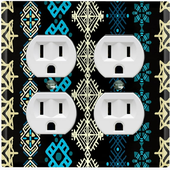 Metal Light Switch Plate Cover Ethnic Aztec Tribal Pattern Teal SFR064