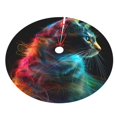 thumbnail image 5 of Cauagu 48" Christmas Tree Skirt Neon Spectrum Cat Portrait Pattern Christmas Tree Decorations Tree Mat for Xmas Decorations Occasion Holiday Home Decor -48", 5 of 7