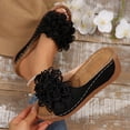 thumbnail image 2 of Hopeusnice Women's Wedges Shoes Non-Slip Breathable Trendy Open Toe Sandals Soft Thick-Soled Wedge Heel PU Materials Summer Shoes Arch Support Shoes Black 37, 2 of 9