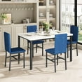 thumbnail image 6 of 4-person dining table set, modern artificial marble dining table set, kitchen table and chair set of 4 pieces, with 4 PU leather chairs, suitable for small spaces, apartments, restaurants,Blue, 6 of 7