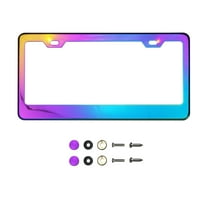 KA Depot Neon Neo Chrome Mirror License Plate Frame T304 Stainless Steel Metal Screw Caps