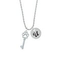 thumbnail image 2 of Delight Jewelry Silvertone Open Paw Key Silvertone Script Initial Disc - U - Charm Necklace, 20"+3", 2 of 4