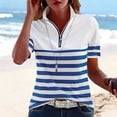 thumbnail image 2 of hotojiny Womens Golf Shirts Short Sleeve Quarter Zip Summer Tops Fashion Striped Casual Collared Tennis Activewear, 2 of 5