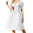 thumbnail image 1 of Vestido de verano de mujer con mangas cortas y globos rojos alegres., 1 of 7