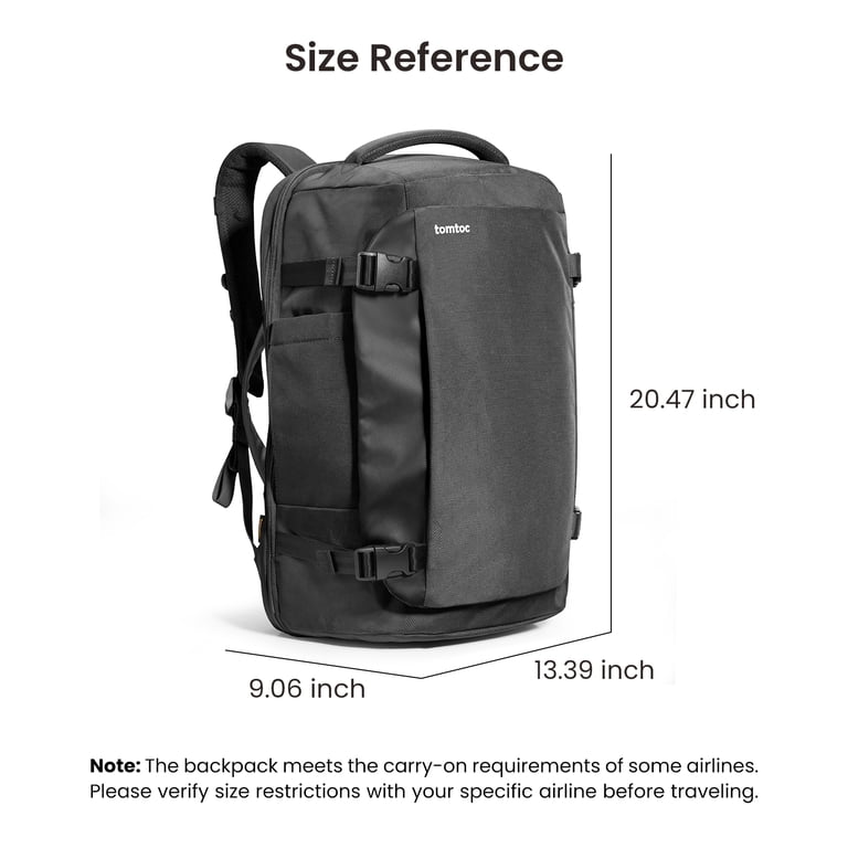 tomtoc Travel Backpack 40L, TSA Friendly Carry-on Fits 17.3