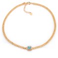 thumbnail image 3 of Gem Stone King 14K Gold Plated Swiss Blue Topaz and Moissanite Cuban Curb Link Chain Pendant Necklace for Women  (1.36 cttw, Cushion 6MM, 16 inch Chain + 2 inch Extender), 3 of 6