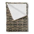 thumbnail image 2 of Damask Soft Flannel Fleece Throw Blanket, Ethnic Aboriginal Motif with Victorian Rococo Style Effects in Funky Tones, Cozy Plush for Indoor and Outdoor Use, 50" x 70", Dark Grey and Tan, by Ambesonne, 2 of 5