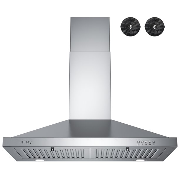Range Hood 30 inch, IsEasy Wall Mount Vent Hood 500 CFM with Ducted