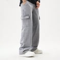 thumbnail image 4 of Mercatoo Teen Boys Cargo Jeans Stretchy Baggy Versatile Straight Elastic Waist Washed Denim Pants Youth Loose Relaxed Streetwear, 4 of 8