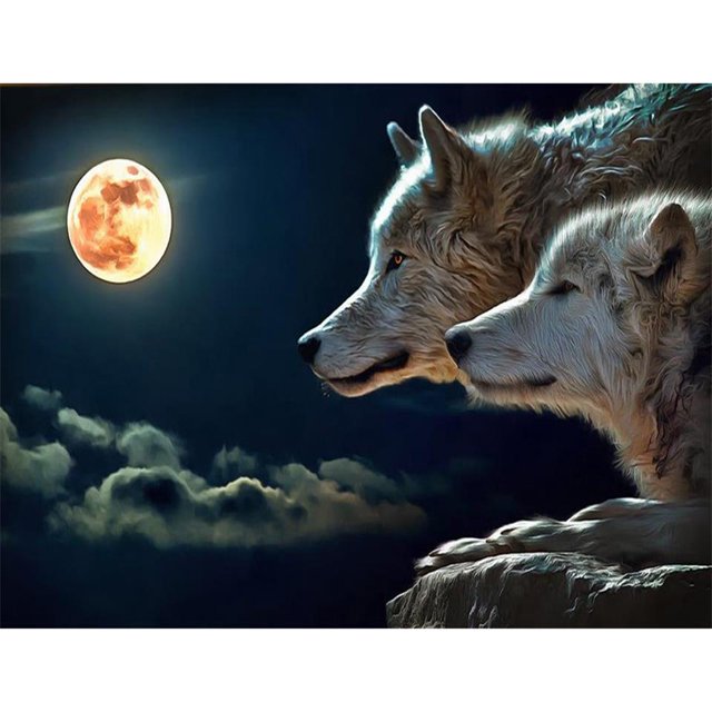 Taladro diamante pintura (DE4541) 5D DIY noche completa lobos punto de cruz bordado Kit 50x70cm FLhrweasw Nuevo