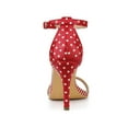 thumbnail image 2 of BLISSFUL STEP Women's Sandals Stiletto Heels Stripe Ankle Strap Polka Dots Sandals Red 7.5, 2 of 7