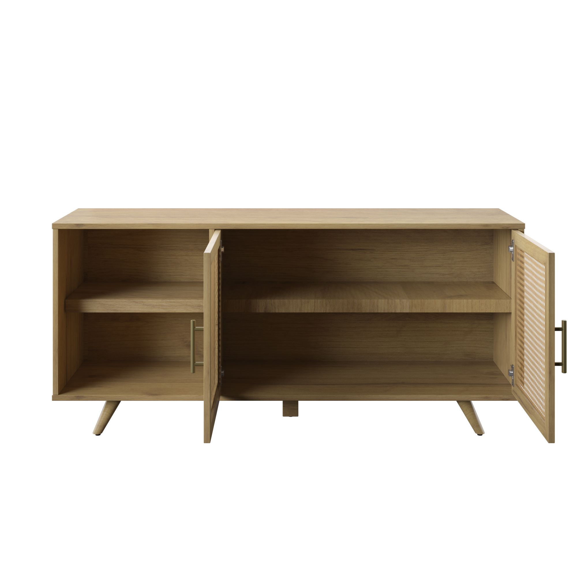 Twin Star Home Rattan TV Stand for TV's up to 60" in Campbell Oak