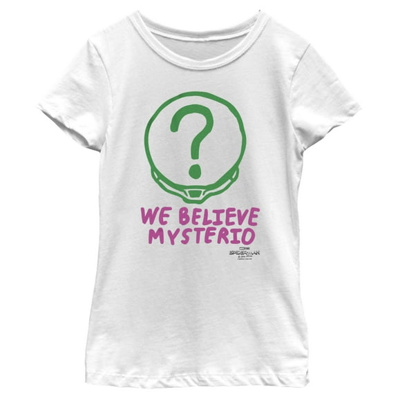 Girl's Marvel Spider-Man: No Way Home We Believe Mysterio Pink and Green  Graphic Tee White X Small