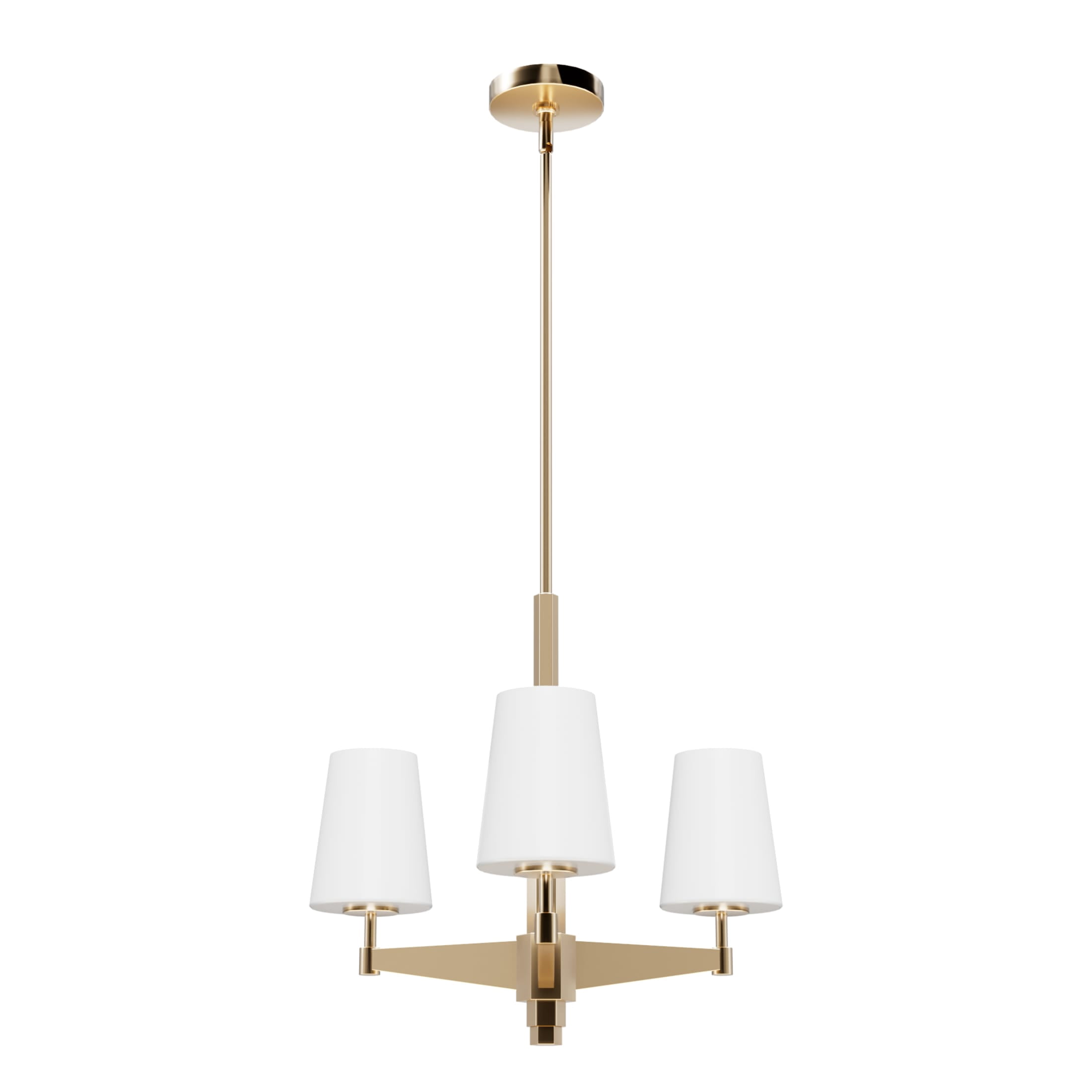 Hunter - Nolita 3-light Alturas Gold, Medium Size Chandelier, Dimmable, Modern Style, Candle Shaped, for Bedrooms, Dining, Living Rooms - 19878