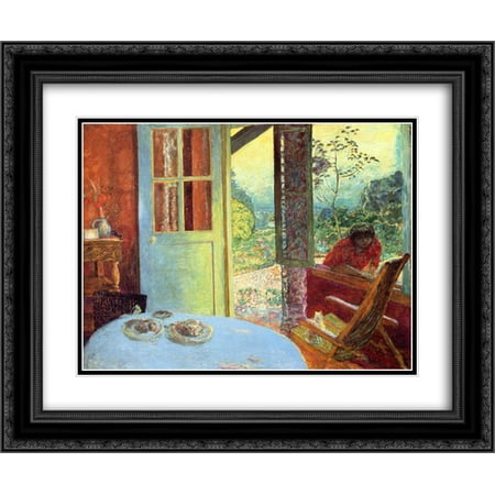 Dining Framed - Pierre Bonnard 2x Matted 24x20 Black Ornate Framed Art Print 'The Dining Room in the Country'