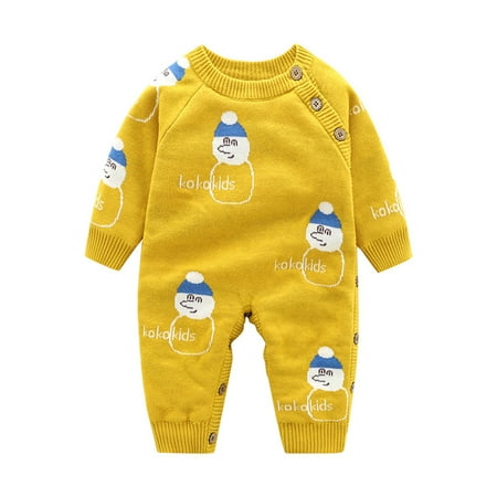 

Ozmmyan Christmas Toddler Clothes Children s Baby Jumpsuit Cartoon Long Sleeve Thickened Warm Baby Rompe on Clearance