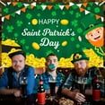 thumbnail image 3 of Pompotops St Patrick's Day Large Banner Double Printed Banner Shamrocks Hat Gold Coins Luck Green Yard Sign Trefoil Poster Photo Irish Holiday Decorations, 3 of 4