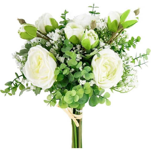 18pcs Babys Breath Eucalyptus Leaves Bouquet Gypsophila Artificial Flowers and Faux Greenery for Home Decor