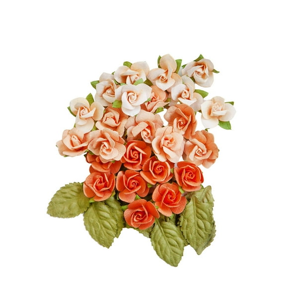Prima Marketing Mulberry Paper Flowers-Sweet Peaches/Peach Tea