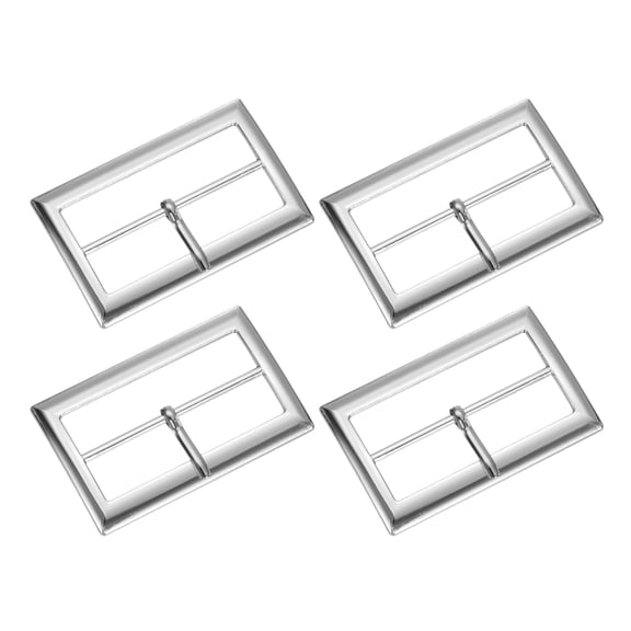 4Pack Belt Buckle, 1.97" Single Prong Rectangle Centre Bar Buckles, Silver