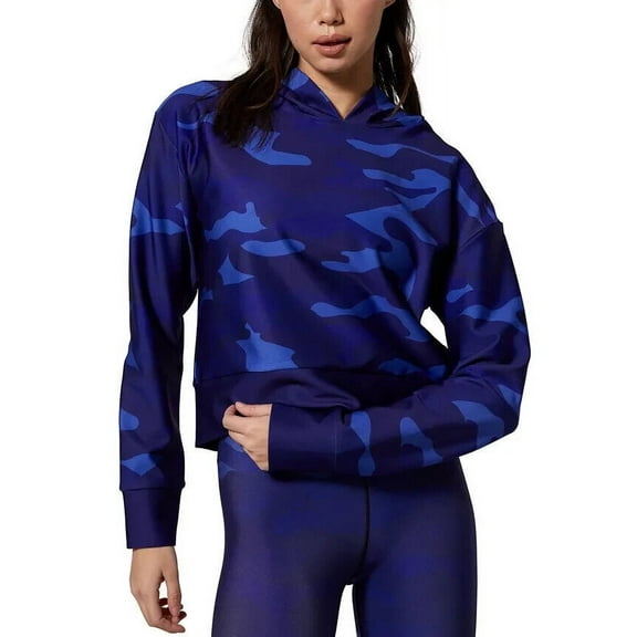 Cor by Ultracor Women's Camo-Print Cropped Hoodie Small Blue/Black