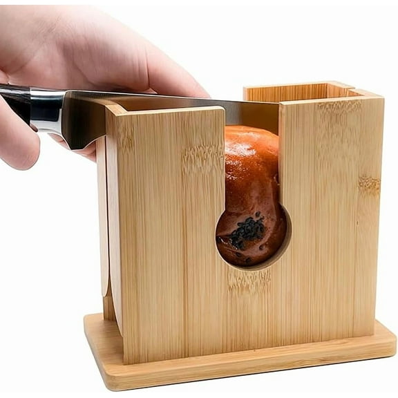 Wekvgz Bagel Slicer Holder Bamboo Bagel Cutter Slicer Smooth Bagel Slicer Multifunctional Bagel Cutter Reusable Bagel Cutting Guide Practical Bagel Slicing Tool for Bagels Toast Bread