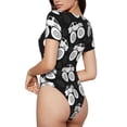 thumbnail image 3 of Haiem Cool Car Women's Crew Neck Short Sleeve Bodysuit Tops Stretchy Slim Basic-XX-Large, 3 of 8