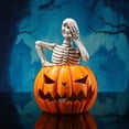 thumbnail image 4 of Halloween Skull Pumpkin Figurine - Style B (Not Seeing) - Resin Decor for Living Room or Festival Displays, 4 of 5