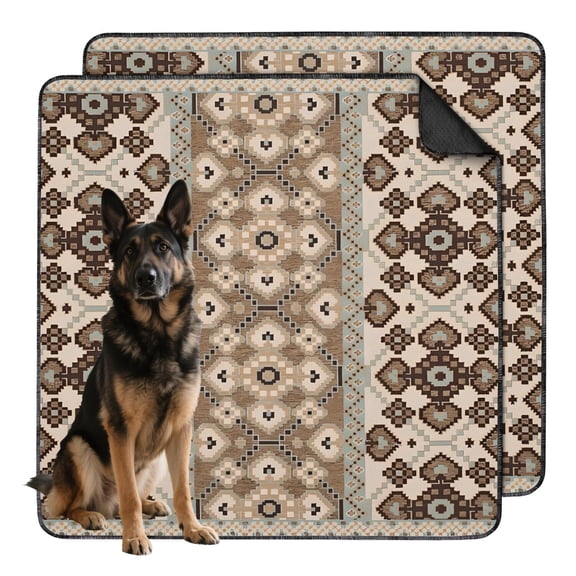 Bohemian Design Washable Dog Pee Pads, 48x48 Reusable with Non-Slip Backing, Leak-Proof for Puppy Training While Complementing Your Home Aesthetic