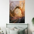 thumbnail image 3 of Fantasy Art House Decor Tapestry, Fairy Fiction Design with Mystic Twisted Branches on Highway Sunset, Wall Hanging for Bedroom Living Room Dorm Decor, 60W X 80L Inches, Multi, by Ambesonne, 3 of 5