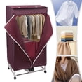 thumbnail image 4 of Portable Electric Dryer 1200-1500W Travel Mini Dryer with Remote 60-70℃ 3 Gears Adjustment Apartment House RV 2-Tier Foldable Waterproof Electric Dryer Rack Load 66.14lbs (Wine Red), 4 of 12