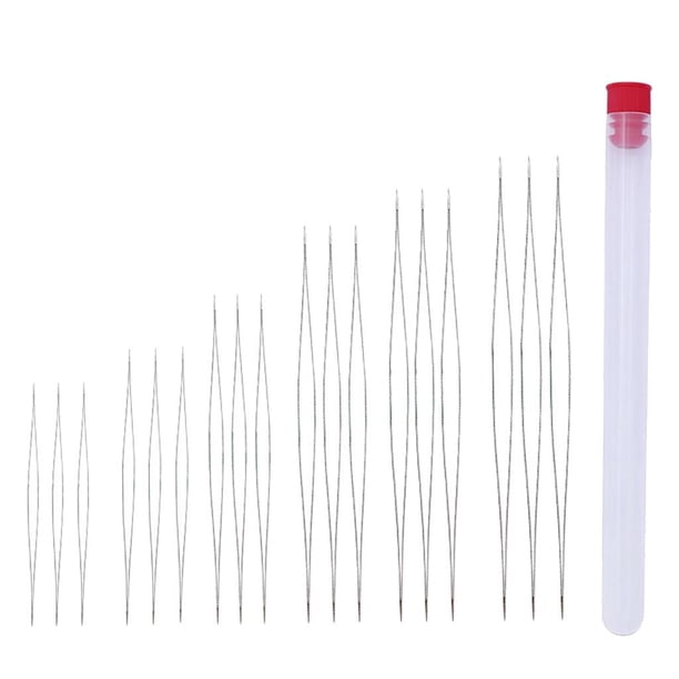 Paquetes de 18 Agujas para Abalorios Agujas de Metal Agujas Grande con Botella de Almacenamiento para