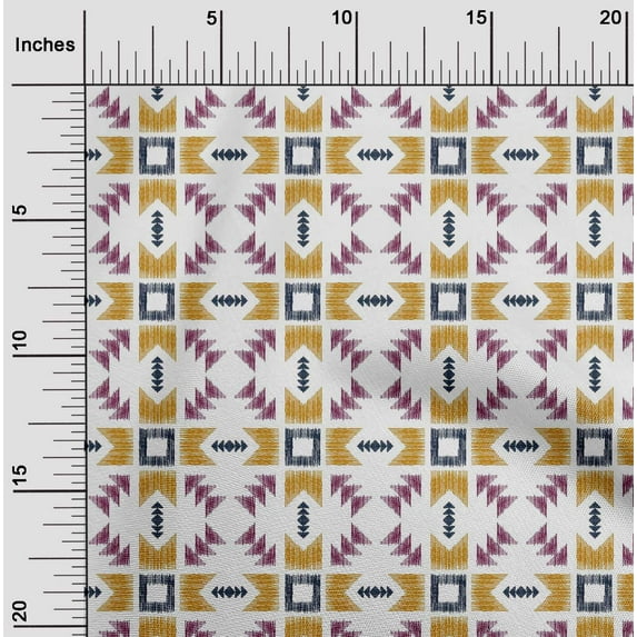 oneOone Organic Cotton Poplin Twill Fabric Geometric Ikat Fabric Prints By Yard 42 Inch Wide