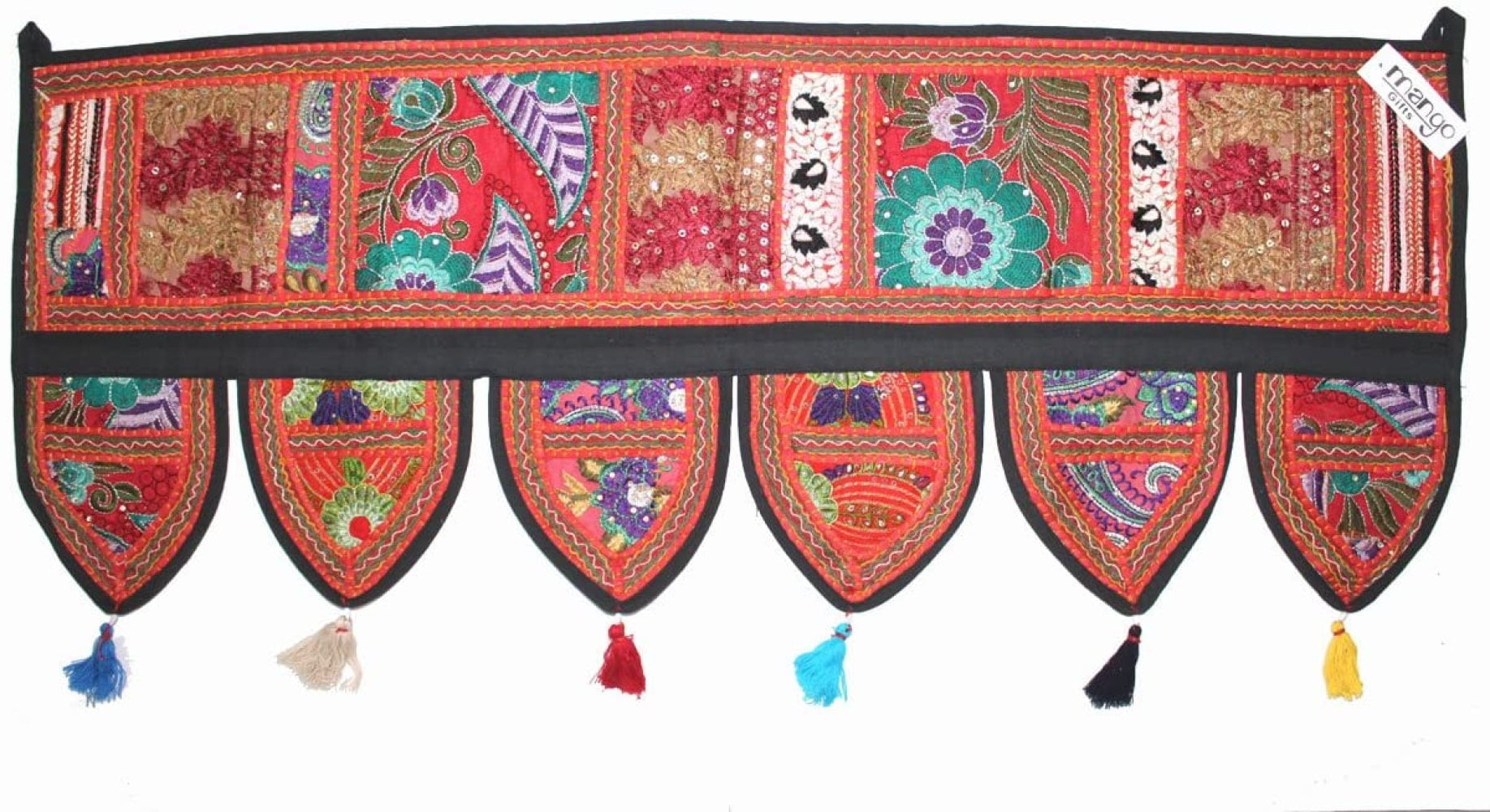 Handmade Ethnic Home Decor Toran Tapestry Embroidered Garland Door Hanging Beige 