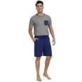 thumbnail image 5 of GIRUNS Men's Pajama Sets 2 piece Sets Crew Neck Shorts Sleeve and Shorts with Pocket Pjs Sleepwear Set Navy Blue M, 5 of 8