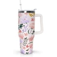 thumbnail image 1 of Gobelet 40 Oz avec Poignée et Paille Isolé Double Paroi en Acier Inoxydable Tasse de Voyage Boîte Cadeau Gobelet Réutilisable Tasse de Café de Voyage pour Bureau Tasse de Bière Isolée Portable pour Boissons Chaudes et Froides, 1 of 5