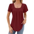 thumbnail image 2 of Womens Tops for Summer Ruffle Sleeve Tunic Blouse Pleated Flowy Dressy Casual Shirts Shermie, 2 of 6