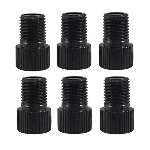 Set of 6 Presta to Schrader Valve Bicycle Adapters 8 Colors (black