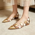 thumbnail image 3 of FSJ Women Pointed Toe Flats, Transparent PVC Slip On Shoes with Colorful Polka Dots, Low Heels for Casual Wear Size 8 Gold, 3 of 4
