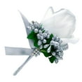 thumbnail image 2 of Yunhgft Stimulation Rose Flower Brooch Pin Wedding Corsage Pin White and Silver Gray, 2 of 9
