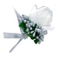 thumbnail image 2 of Broche de flores flores en rosas Muñeca Boutonniere Corsage, Accesorio de novia, Blanco y Gris Plata, 2 of 9