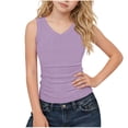 thumbnail image 2 of Tdoqot Girls Ribbed Tank Tops- Casual V Neck Summer Slim Fit Kids Sleeveless Shirts Purple Size 5, 2 of 7