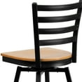 thumbnail image 6 of Flash Furniture HERCULES Series Black Ladder Back Swivel Metal Barstool - Natural Wood Seat, 6 of 11