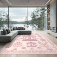 thumbnail image 2 of ODIKA 6'x9' Ultra-Soft Area Rug, Round Storybook Traffic Whimsical Carousel Motif Transitional Border None Washable, Bare feet friendly, Silk-Touch for Guest Room, Bedroom, 2 of 7