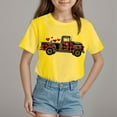 thumbnail image 2 of Akiihool Jolis Hauts d'Été pour Filles T-Shirts pour Filles T-Shirts Graphiques T-Shirts à Manches Courtes Col Rond Jolis Hauts d'Été Décontractés Basiques pour Enfants (Jaune, 7-8 Ans), 2 of 4