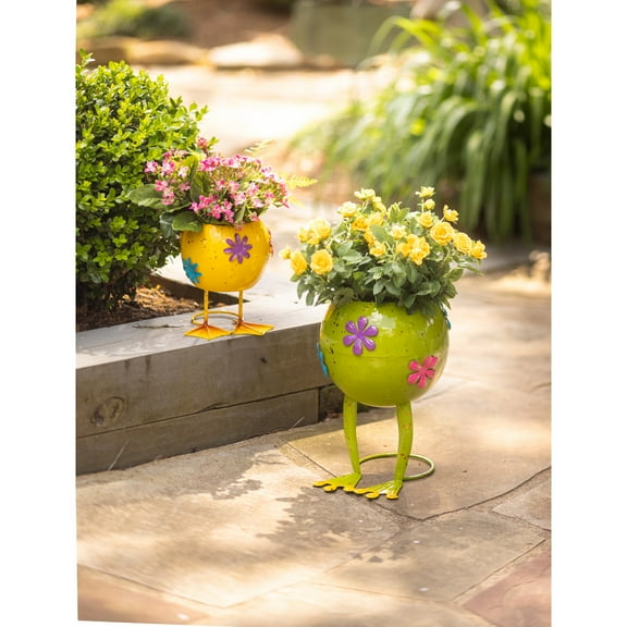 Evergreen Metal planter, Duck Feet/Frog Feet, Set of 2