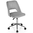 thumbnail image 1 of Gymax Velvet Accent Office Chair Adjustable Swivel Vanity Task Chair Grey, 1 of 10